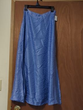Women's Blue Satin A-Line Skirt